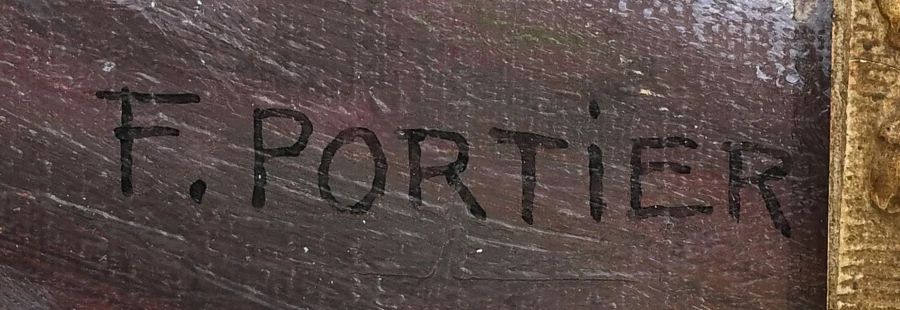 Firma 2 — Francis Portier · In basso a destra sulla tela, nella zona scura in primo piano, appena a sinistra della cornice.