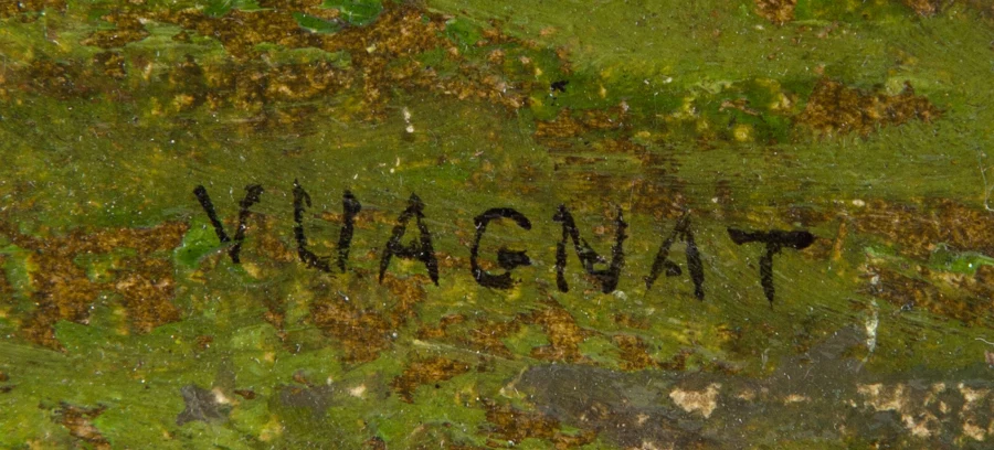 Signatur 1 — François Vuagnat · Unten rechts auf der bemalten Fläche.