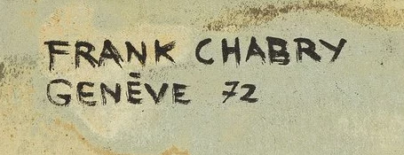 Signature — Frank Chabry · Au verso, dans la partie supérieure gauche de la toile.