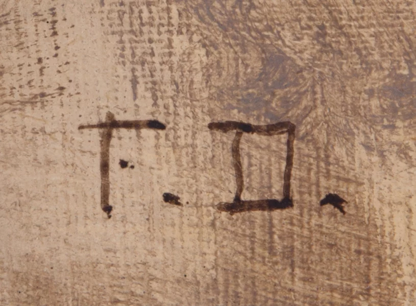 Monogramma 6 — Frédéric Dufaux · In basso a sinistra sulla tela, sul terreno dipinto.