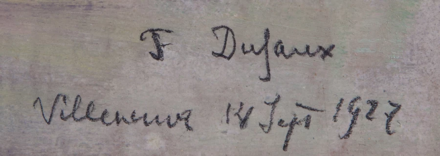 Firma 7 — Frédéric Dufaux · In basso a destra del dipinto.