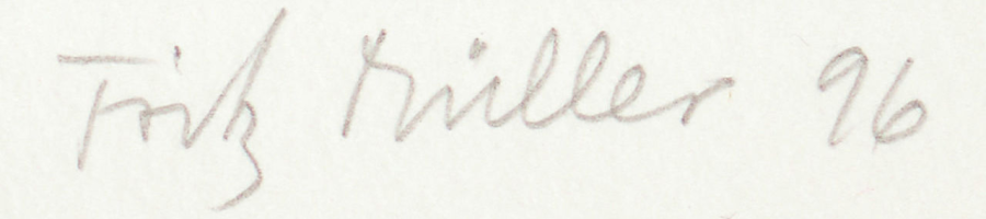 Firma — Fritz Müller · Nel margine inferiore destro, sotto l’immagine stampata.