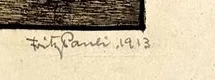 Signature — Fritz Pauli · Dans la marge inférieure droite, sous la bordure de la plaque.