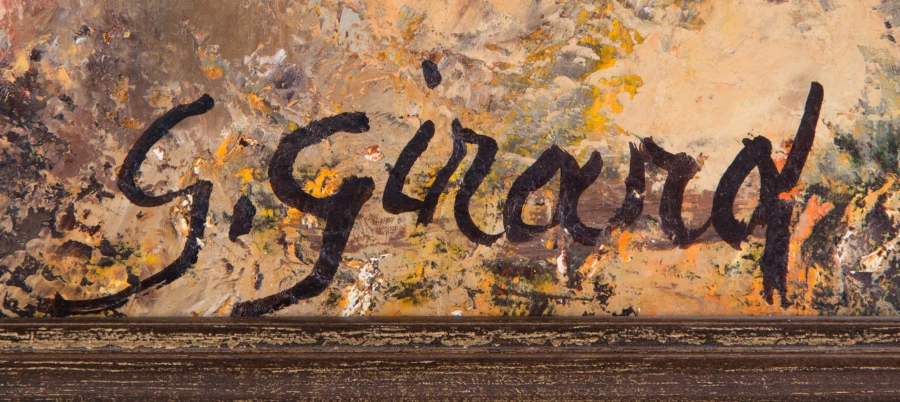 Signature 1 — Georges Girard · En bas à droite, sur la surface peinte, juste au-dessus du cadre.