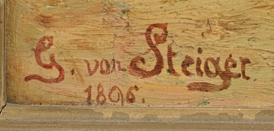 Signature — Gustav von Steiger · At the lower left of the painted surface.