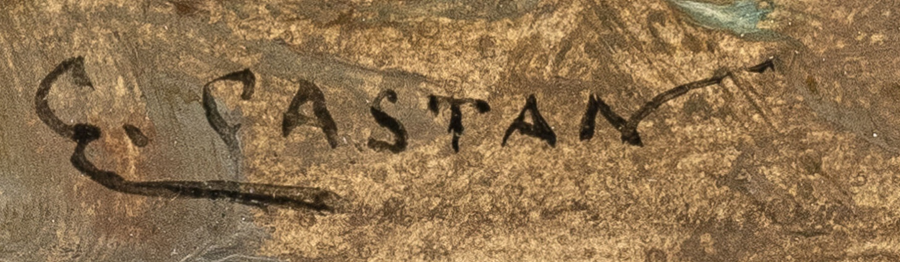 Signature 8 — Gustave Castan · En bas à gauche de la peinture