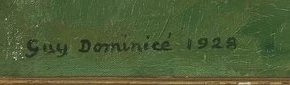Signatur 3 — Guy Dominicé · Unten links auf der Leinwand.