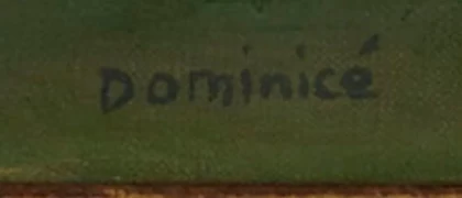 Signatur 1 — Guy Dominicé · Unten rechts auf der bemalten Fläche.