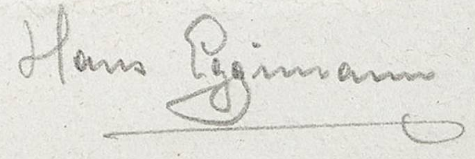 Signature 9 — Hans Eggimann · Dans la marge inférieure droite, sous la plaque.