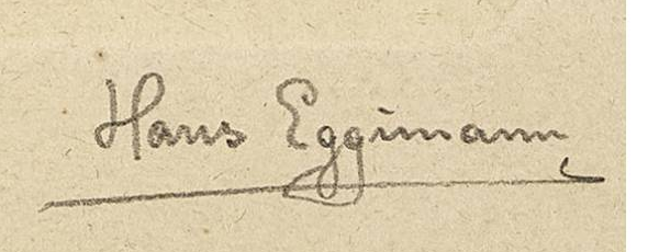 Signature 7 — Hans Eggimann · En bas à droite, sous la planche.