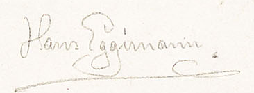 Signature 8 — Hans Eggimann · Dans la marge inférieure droite, sous l’image imprimée.