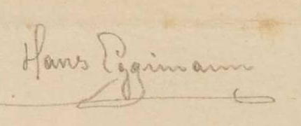 Signature 2 — Hans Eggimann · Dans la marge inférieure droite, sous l’image imprimée.