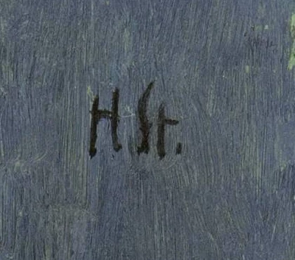 Monogramme 2 — Hans Sturzenegger · En haut à droite, sur le fond bleu.