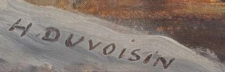 Signature — Henri Duvoisin · En bas à gauche, sur le linge peint.