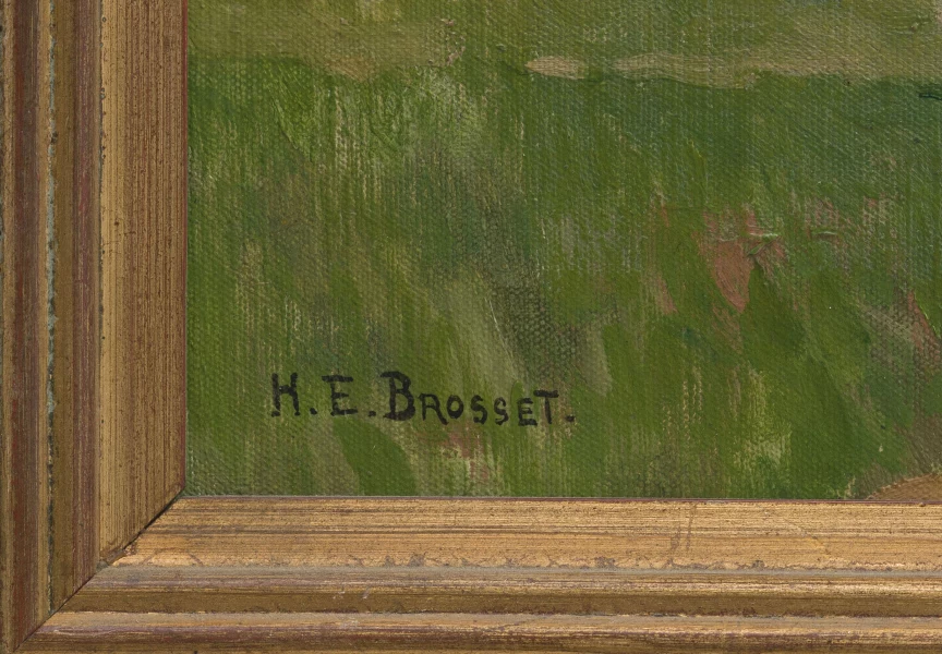 Firma — Henri-Edouard Brosset · In basso a sinistra sulla tela, appena sopra il bordo inferiore.