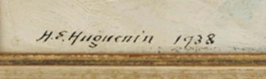 Firma 1 — Henri-Édouard Huguenin · In basso a sinistra sulla superficie dipinta.