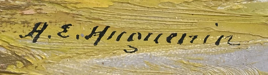Firma 2 — Henri-Édouard Huguenin · Nella parte inferiore destra della superficie dipinta.