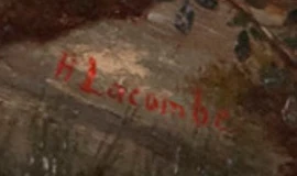 Signature — Henri-Germain Lacombe · En bas à gauche, sur le rocher.