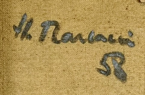 Signature — Henri Marcacci · Au verso de la toile, dans la partie supérieure droite.