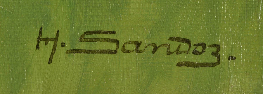 Signature — Henry Sandoz · Dans la partie inférieure droite de la toile peinte.