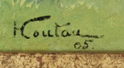 Signature 2 — Hippolyte Coutau · At the lower left of the painted surface, near the bottom edge.