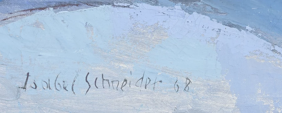Signature 2 — Isabel Schneider · At the lower left on the front of the canvas.