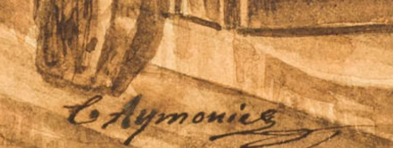 Signature — Jean Charles Aymonier · En bas à droite du dessin, sur le papier.