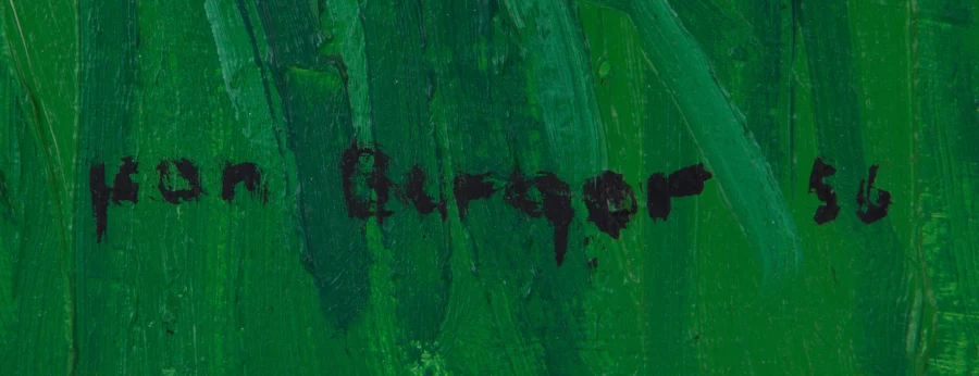 Signature — Jean-Louis Berger · Dans l’angle inférieur droit de la surface peinte, au-dessus du bord inférieur.
