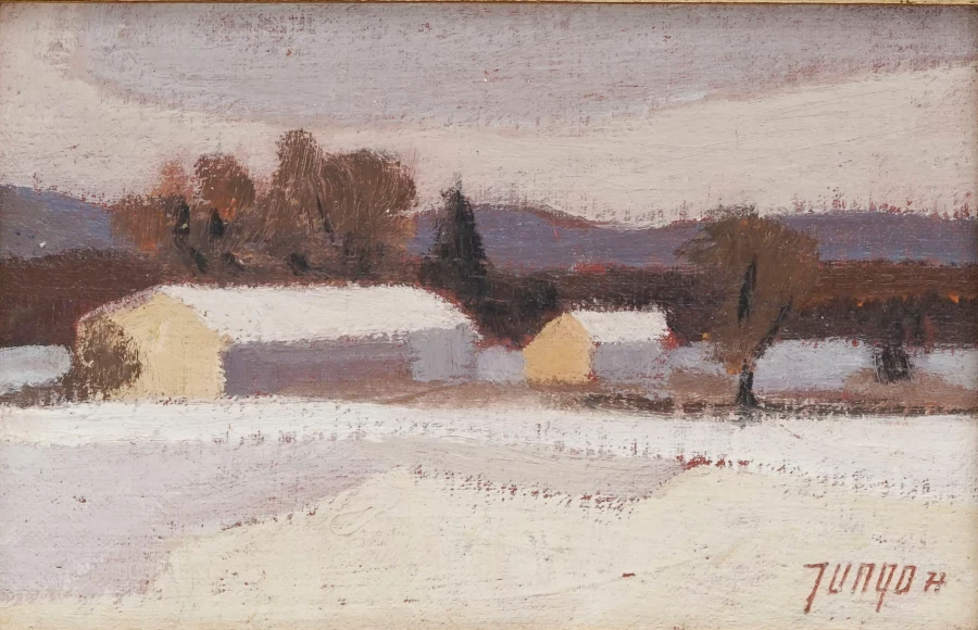 Signatur 6 — Jean-Pierre Jungo · Unten rechts auf der bemalten Fläche, im Schneefeld.
