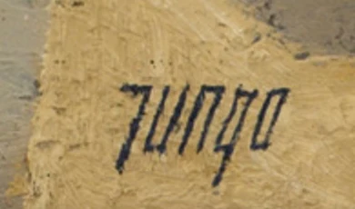 Signatur 2 — Jean-Pierre Jungo · Unten rechts auf der Leinwand.