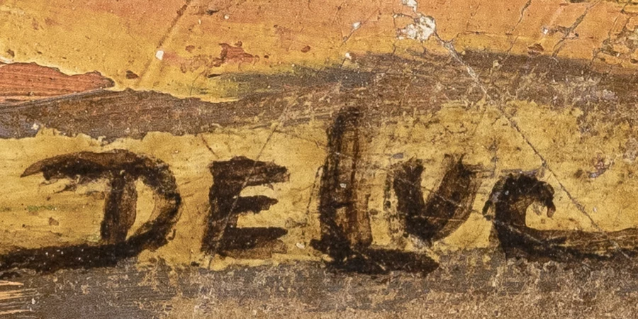 Signature 2 — John Henri Deluc · En bas à droite, sur la bande sombre du premier plan.