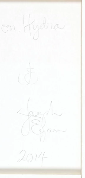 Signature 1 — Joseph Egan · Au verso, au centre de la feuille, disposée verticalement.