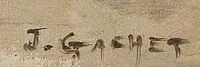 Signature 1 — Jules Gachet · En bas à droite de la peinture.