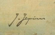 Signature — Jules Jequier · Dans l’angle inférieur droit de la peinture.
