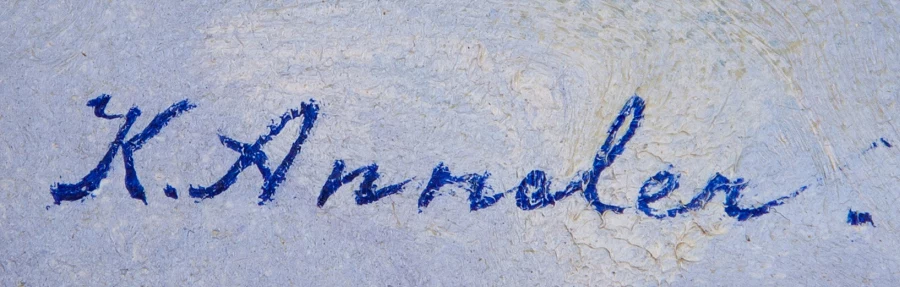 Signature — Karl Anneler · En bas à gauche de la toile, sur la neige.