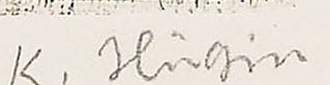 Signatur 3 — Karl Otto Hügin · Unten rechts, unterhalb des Druckbildes.
