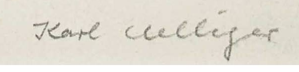 Signatur — Karl Uelliger · Unten rechts, unterhalb des gemalten Bildes.