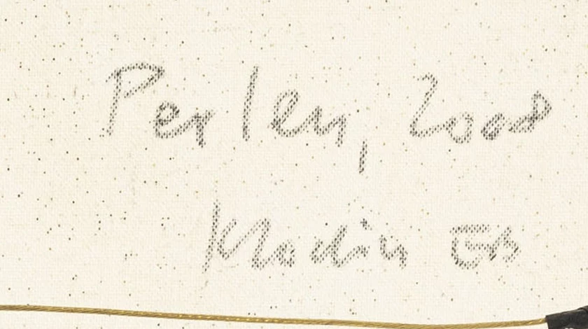 Signature — Klodin Erb · On the reverse, in the upper-right area of the canvas, below the title and date.