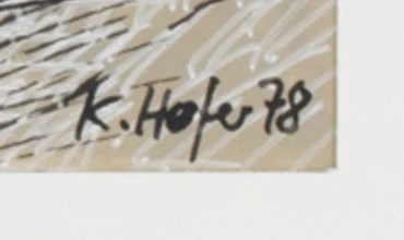 Signatur — Konrad Hofer · In der unteren rechten Ecke des Papiers.