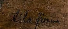Signature — Lélo Fiaux · En bas à droite, sur la toile.