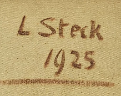 Firma 2 — Leo Steck · Sul retro, nella zona centrale superiore della tela.