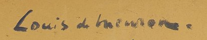 Signature — Louis de Meuron · Au verso, dans la partie supérieure, près du centre.