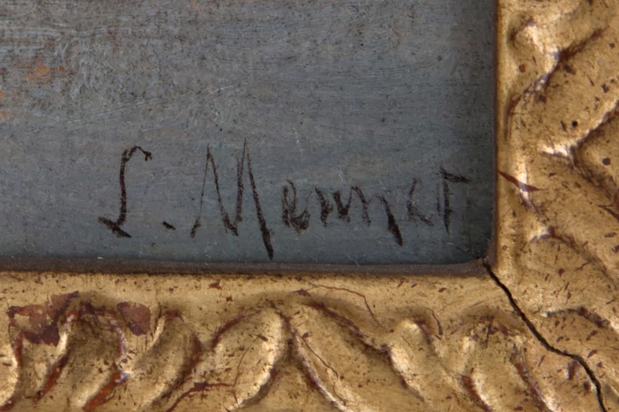 Signature 3 — Louis Mennet · En bas à droite de la toile, juste au-dessus du bord inférieur.