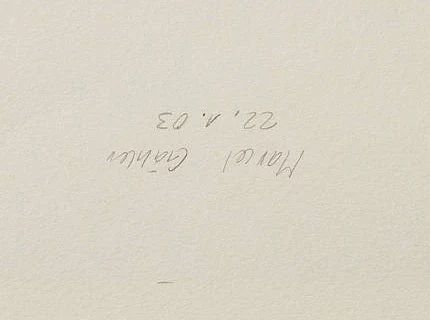 Signature — Marcel Gähler · Au verso, près du centre de la feuille.