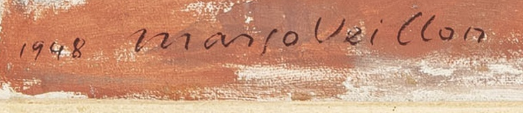 Signature — Margo Veillon · En bas à gauche de la toile