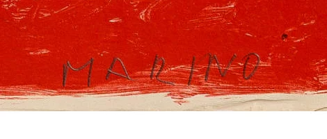 Signature — Marino Marini · En bas à droite de la feuille, sous l’image imprimée.