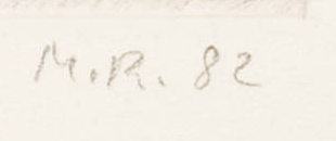 Monogramme 10 — Markus Raetz · En bas à droite, sous la cuvette de la gravure.