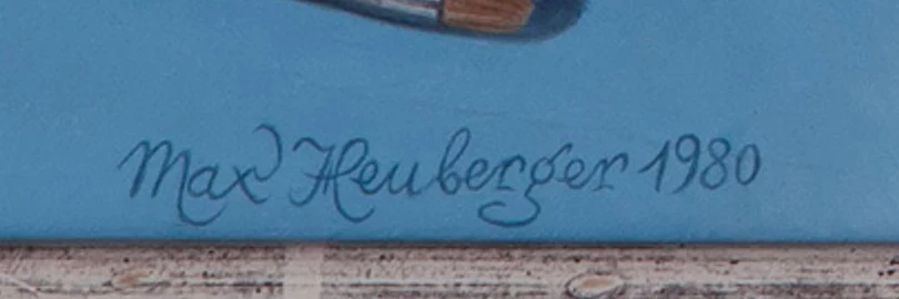 Signature — Max Heuberger · En bas à gauche de la toile, juste au-dessus du bord inférieur.