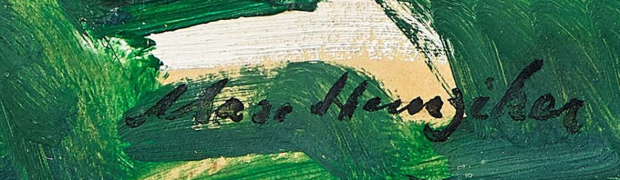 Signature — Max Hunziker · Lower left on the canvas