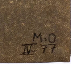 Monogramme 1 — Meret Oppenheim · En bas à droite du recto, avec la date juste en dessous.